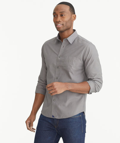 COOFANDY Men's Denim Sky Blue Solid Long Sleeve Button-Up Shirt